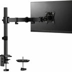 Suport monitor reglabil VGSOLID AC12 – Suportă ecrane de 17–32″, VESA 75×75 / 100×100, capacitate 0–9 kg, înclinare ±45°, rotație 360° – Montare pe birou, Negru