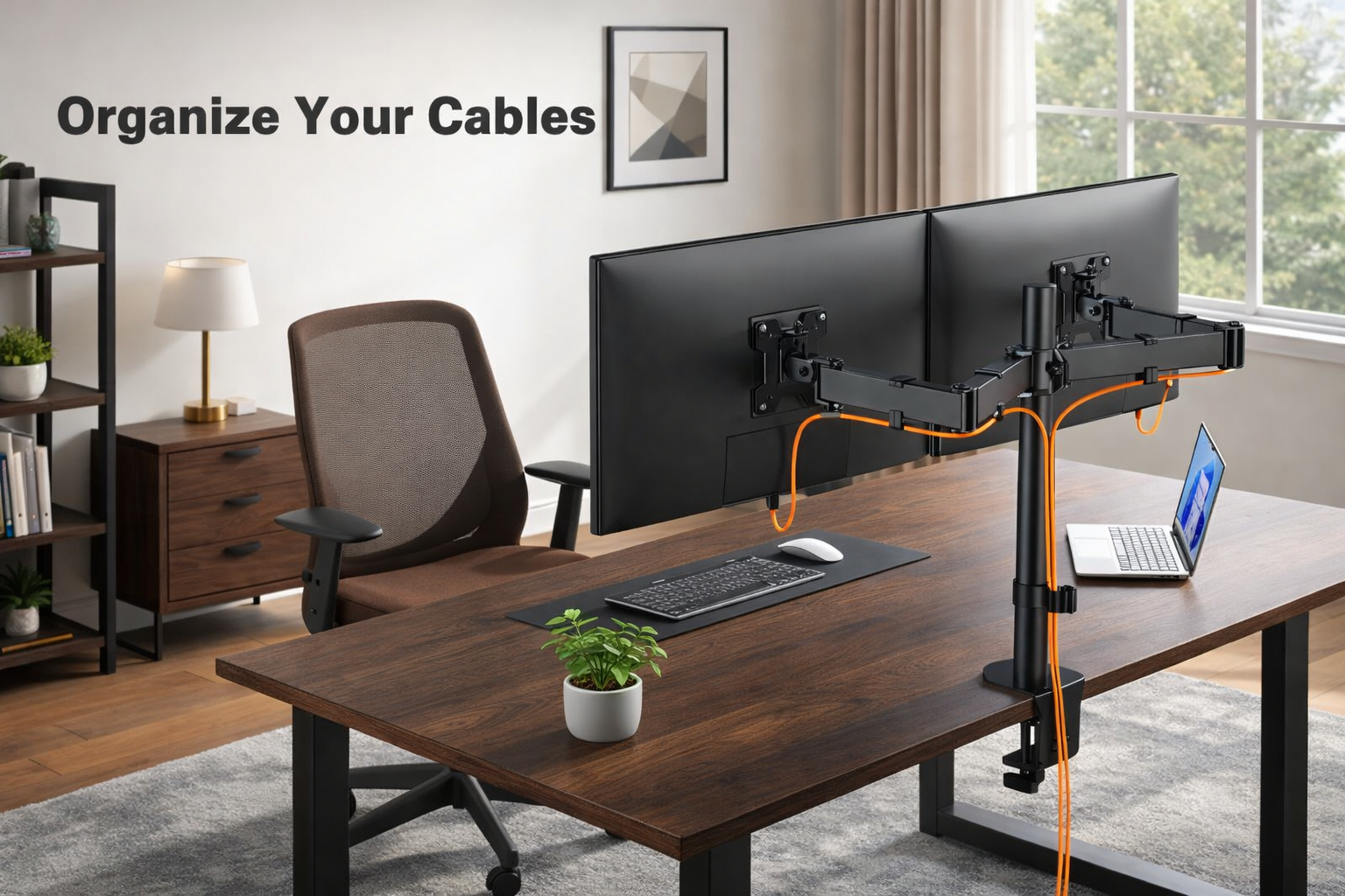 Suport de birou VGSOLID AC24 pentru două monitoare – 17″–32″, VESA 75×75/100×100, 0–9 kg, Înclinare ±45°, Rotire 360°