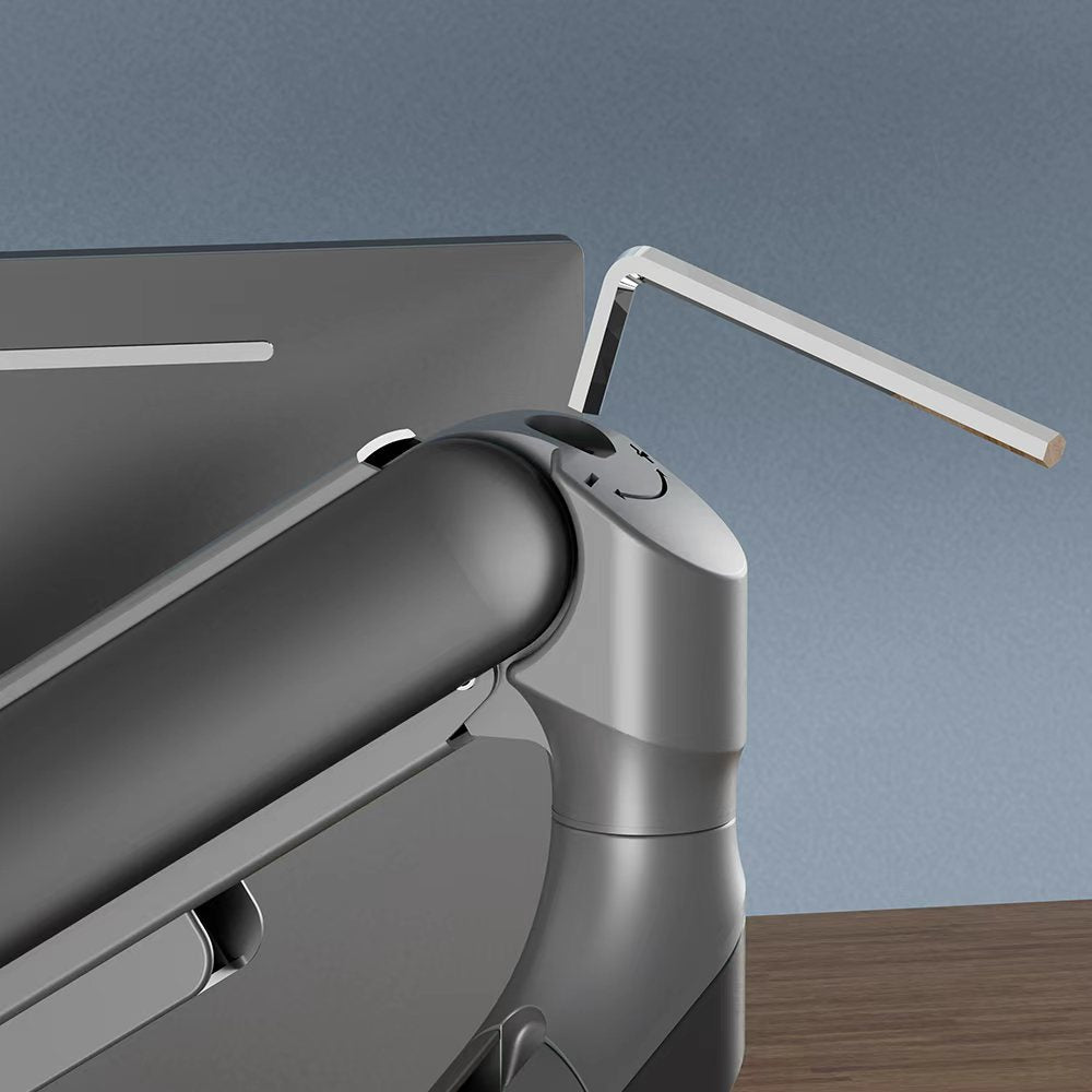 Braț monitor cu un singur arc pneumatic VGSOLID, pentru ecrane de 17–32″, VESA 75×75 / 100×100, înclinare ±45° și rotație 360° – Negru