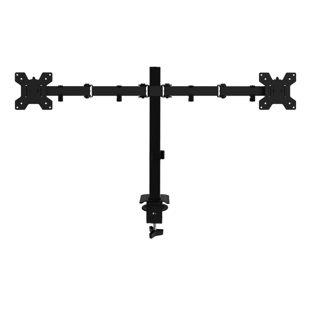 Suport de birou VGSOLID AC24 pentru două monitoare – 17″–32″, VESA 75×75/100×100, 0–9 kg, Înclinare ±45°, Rotire 360°