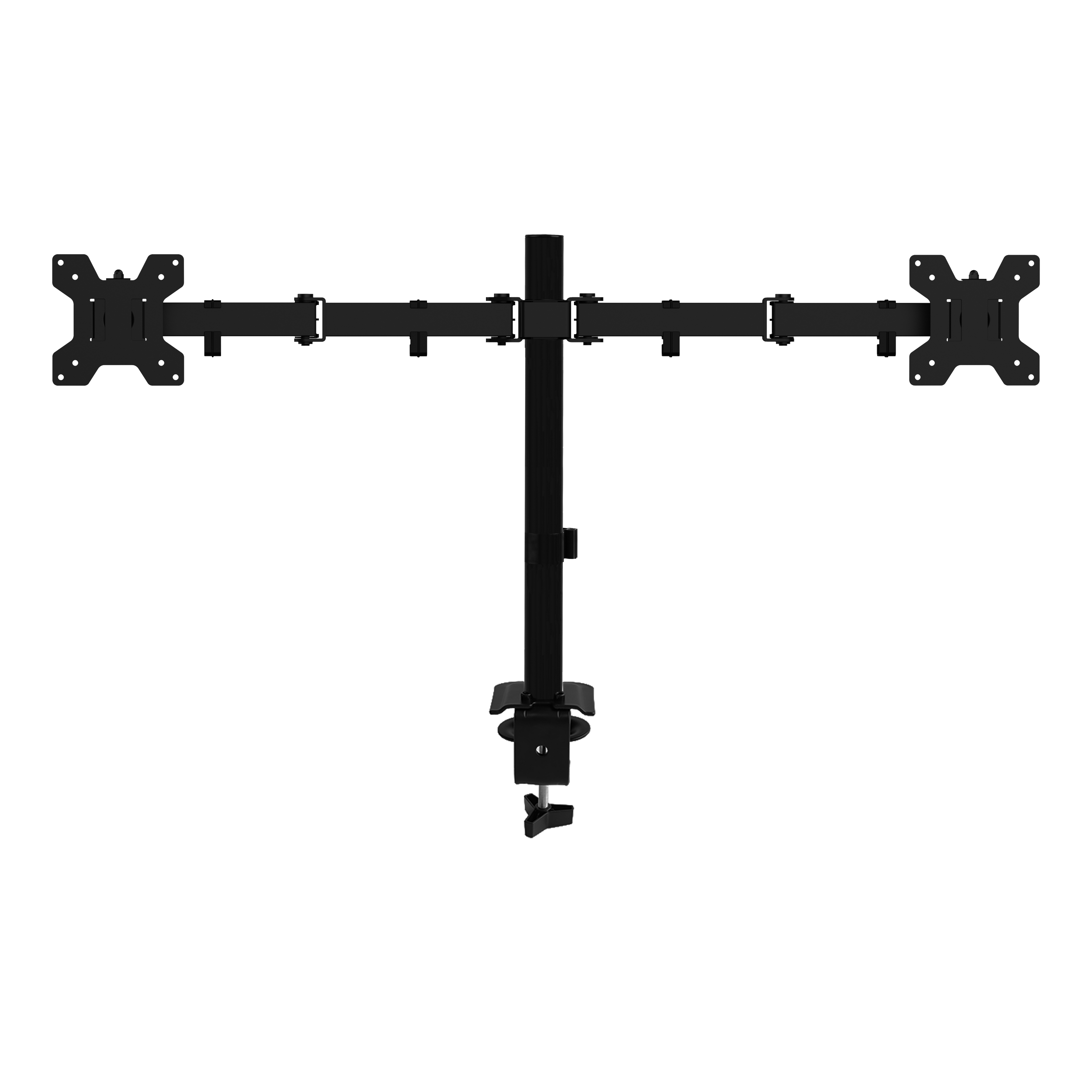 Suport de birou VGSOLID AC24 pentru două monitoare – 17″–32″, VESA 75×75/100×100, 0–9 kg, Înclinare ±45°, Rotire 360°