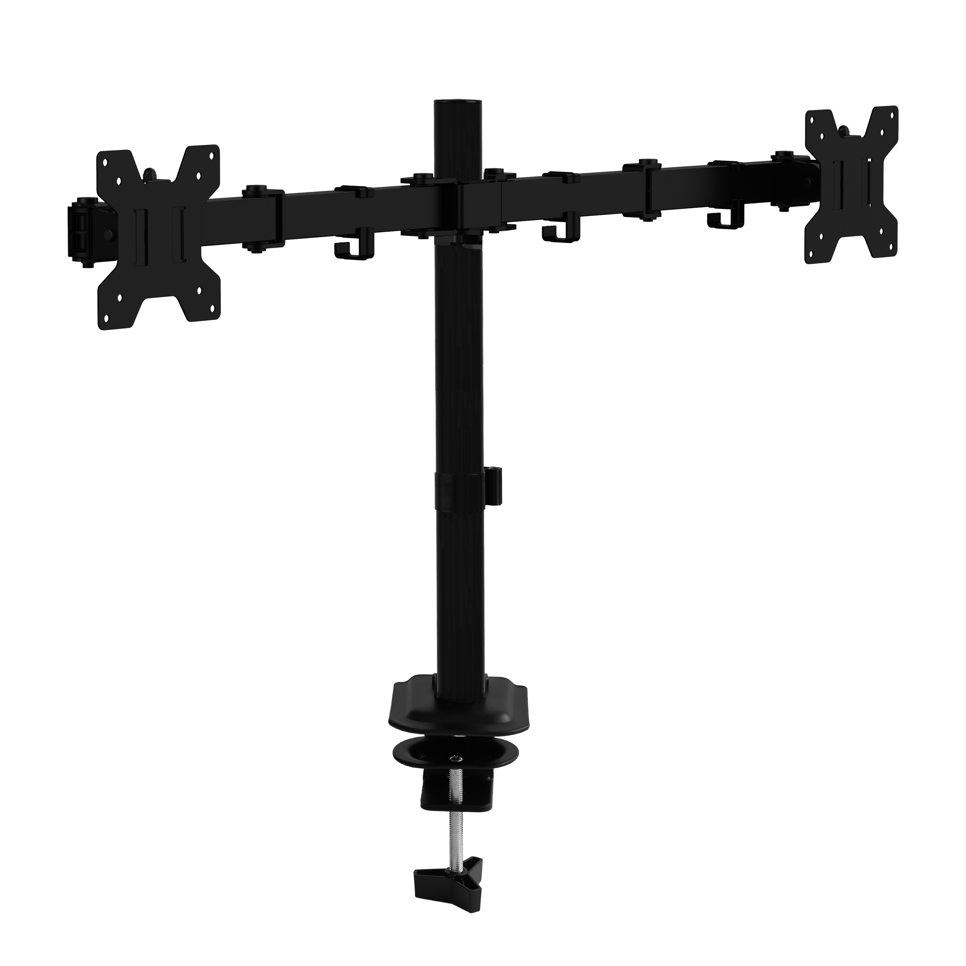 Suport de birou VGSOLID AC24 pentru două monitoare – 17″–32″, VESA 75×75/100×100, 0–9 kg, Înclinare ±45°, Rotire 360°