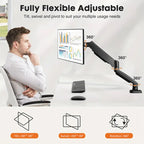 Braț monitor cu un singur arc pneumatic VGSOLID, pentru ecrane de 17–32″, VESA 75×75 / 100×100, înclinare ±45° și rotație 360° – Negru