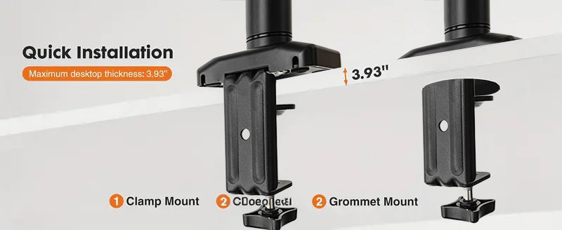 Braț monitor cu un singur arc pneumatic VGSOLID, pentru ecrane de 17–32″, VESA 75×75 / 100×100, înclinare ±45° și rotație 360° – Negru