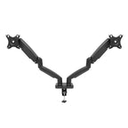 Suport de birou cu montare duală VGSOLID GC24 cu brațe cu arc de gaz, pentru ecrane de 17–32″, VESA 75×75 / 100×100, înclinare de 45° și rotație de 360° – Negru