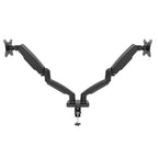Suport de birou cu montare duală VGSOLID GC24 cu brațe cu arc de gaz, pentru ecrane de 17–32″, VESA 75×75 / 100×100, înclinare de 45° și rotație de 360° – Negru