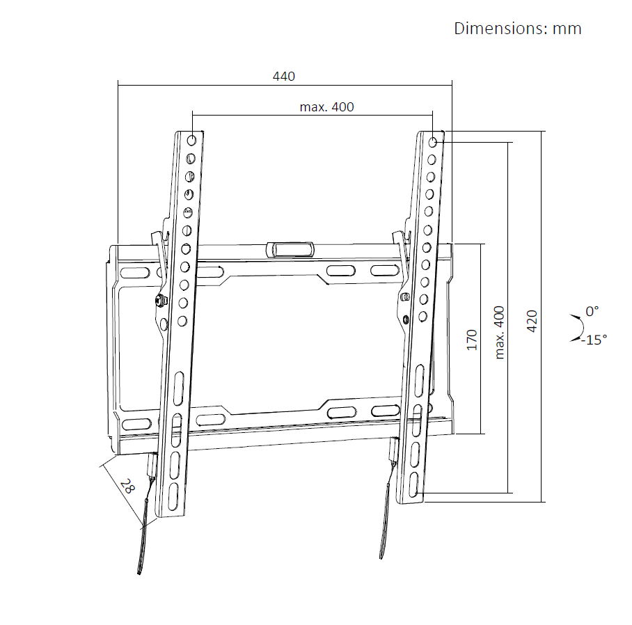 VGSOLID 44T – Suport TV de perete subțire, înclinabil, pentru ecrane de 32″–70″