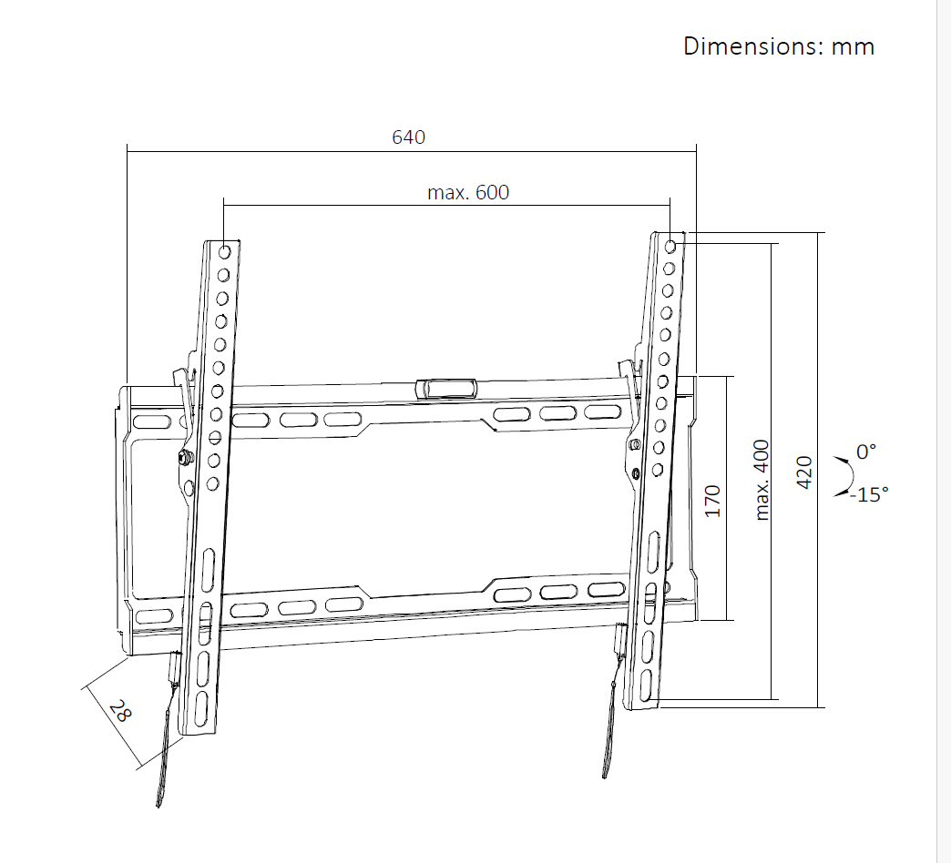 VGSOLID 46T – Suport TV de perete subțire, cu înclinare, pentru ecrane de 37″–80″