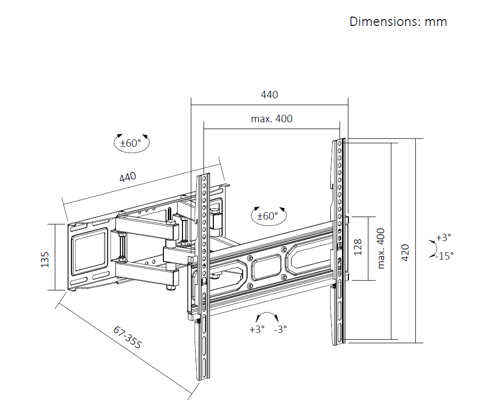 VGSOLID 446 – Full Motion Articulating TV Wall Mount for 32″–70″ Screens